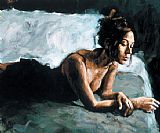 Ready for Bed Paintings - Renee on Bed I by Fabian Perez
